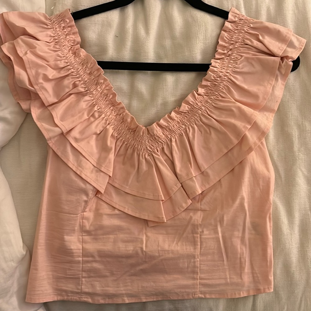 Pink ruffle top